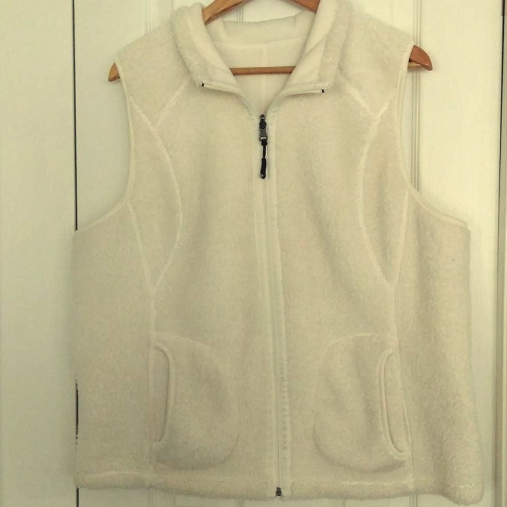 White Faux Shearing Reversable Vest